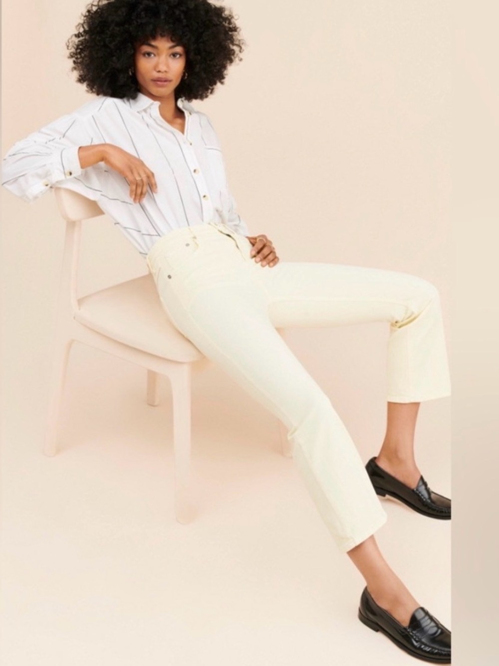 Citizens Of Humanity Cropped Olivia crop High-Rise Jeans in Cream size 28